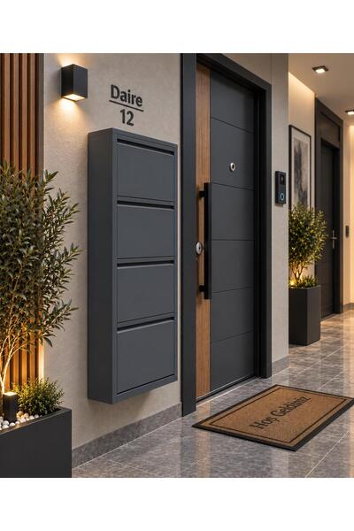 CAVARA 4 LÜ METAL AYAKKABILIK ANTRASİT