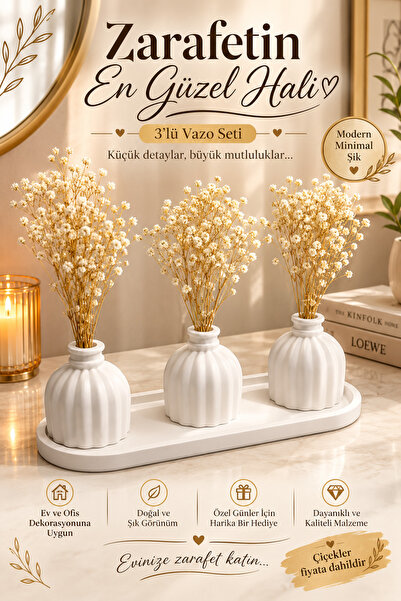 Sünbül taş tozu vazo set