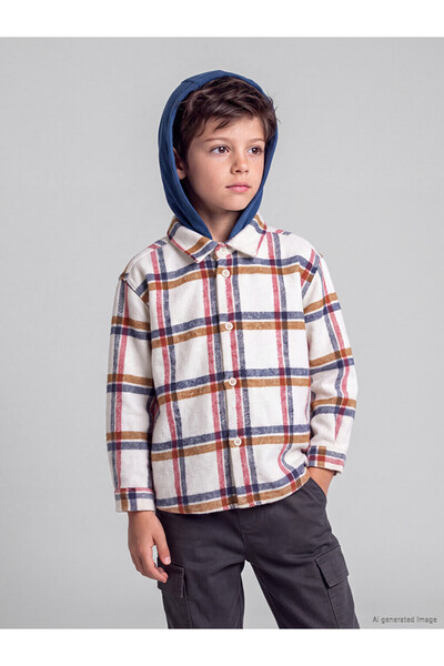 LC Waikiki Hooded Plaid Gabardine Boys' Shirt
