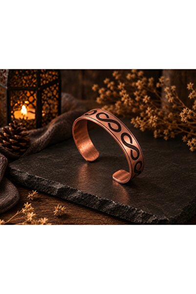 Liacharm Infinity Motif Pure Copper Handcuff Bracelet - Handmade Adjustable A...