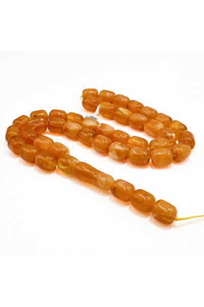 Generic Brand Missal Amber Prayer Beads – 42 Beads, 12–14.5mm Barrel Tasbih 68g