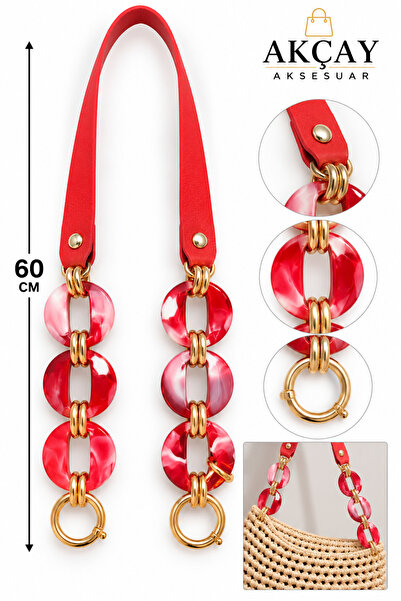 Akçay Aksesuar Knitted Faux Leather Acrylic Handle Luxury