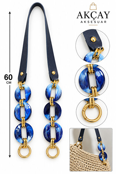 Akçay Aksesuar Knitted Faux Leather Acrylic Handle Luxury