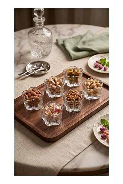 Ryan Dessert and Nut Serving Bowl Set, 6 Pieces, Flower Design