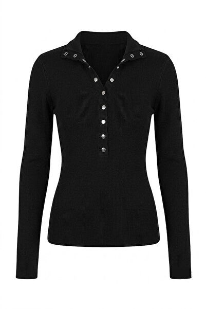 Mzr Collection Fishing Collar Tricot Sweater Black