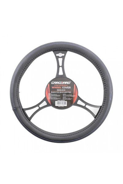 CarGuard Set Husa Volan PRO Negru-Albastru 38 cm + Covorase PVC Groase Ajustabile