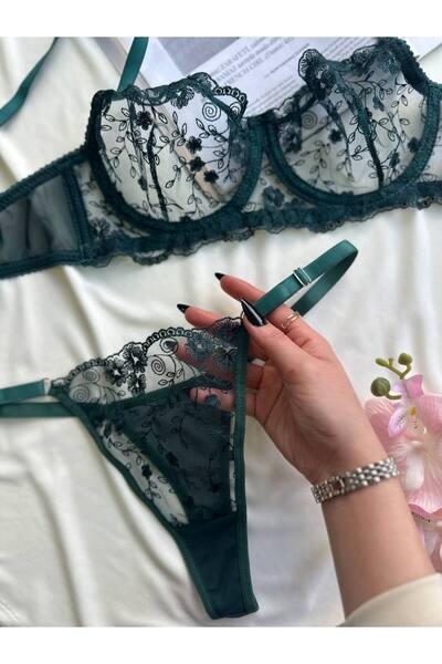 La Linaa Sutien bralet din dantelă pentru femei Set de lenjerie elegantă Lenjerie sexy transparentă