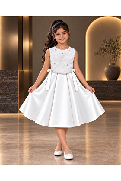 Generic Brand White Flower Girl Dress for Party Embroidery Pearl Dress