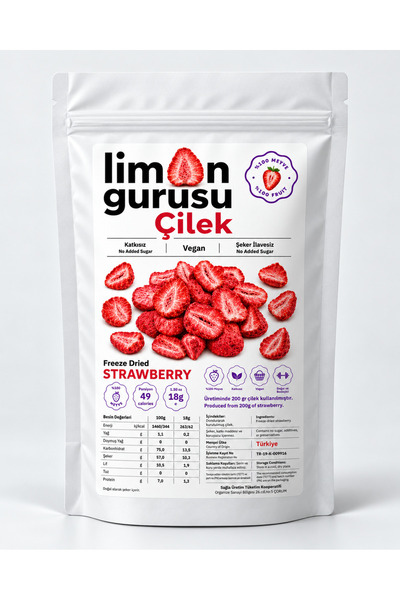 LİMON GURUSU Dondurularak Kurutulmuş Çilek - 18 Gr. - Yerli Üretim - Doğal Me...