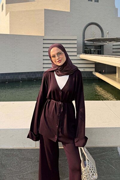 Hazamoda Büyük Düğmeli Merserize Takım Bordo