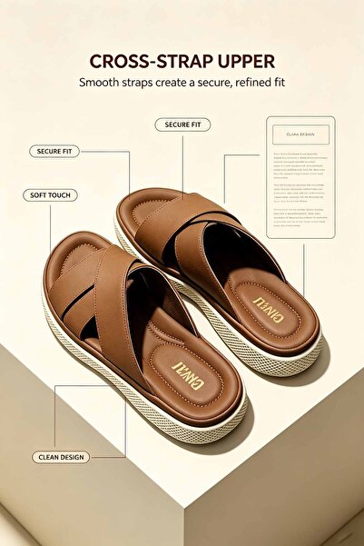 SoftSole KSA شباشب كاجوال ذات نعل سميك من الجلد الصناعي مع أشرطة متقاطعة مريح...