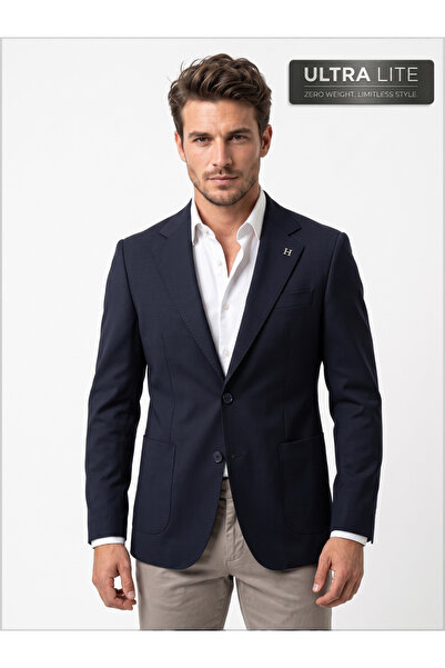HERMOSE Navy Blue Ultralite Mono Collar Jacket