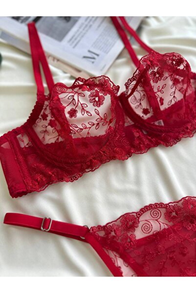 La Linaa Sutien bralet din dantelă pentru femei Set de lenjerie elegantă Lenjerie sexy transparentă