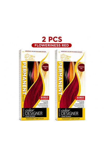 Lovisah Permanent Hair Color 2 PCS Set – Floweriness Red Shade with Bonus Hai...