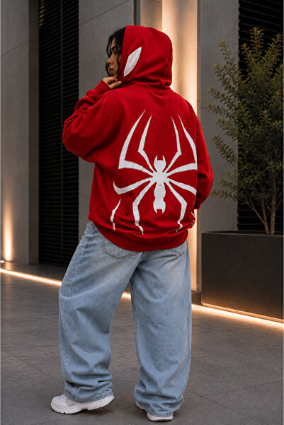 Rubonia Women's Plus Size Oversize Hooded Spider Print Sweatshirt – Casual Co...