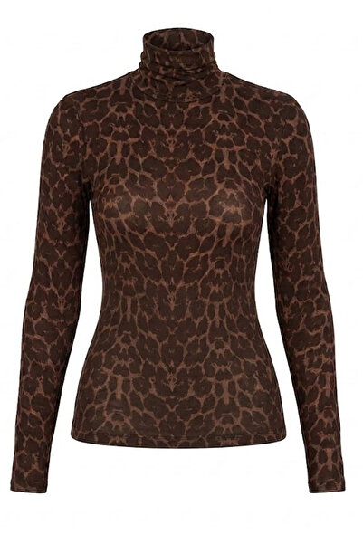 KECHİ WOMAN BALIKÇI YAKA UZUN KOL LEOPAR BLUZ LEOPAR