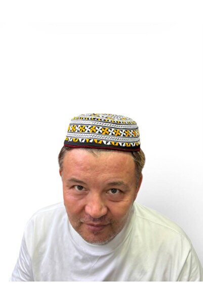 beyzade kostüm قبعة صلاة سوداء مطرزة بنقوش - قبعة صلاة تقليدية وإكسسوار للعروس