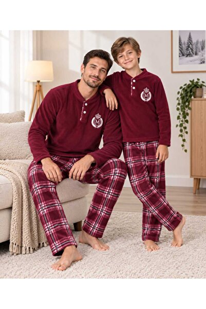 zahider Father and Son Combination Long-Sleeved Button-Down Collar Fleece Win...