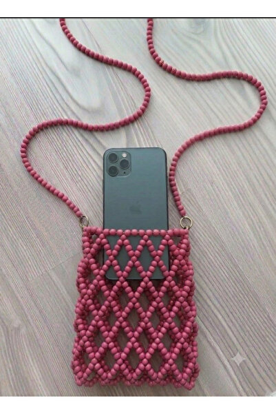 Boncuklu telefon çantası