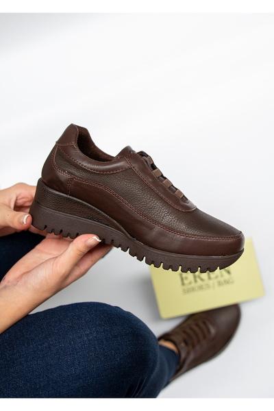 Mammamia 5517 Eren Shoes&Bag Genuine Leather Rubber Detailed Wedge Heeled Wom...