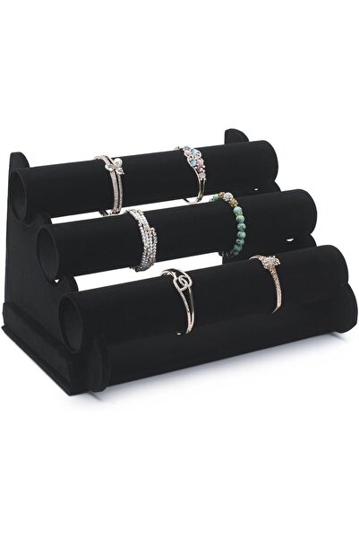 TWİNG 3 -TIER Scrunchie Holder Stand Black Velvet Bracelet Holder -Watch Neck...