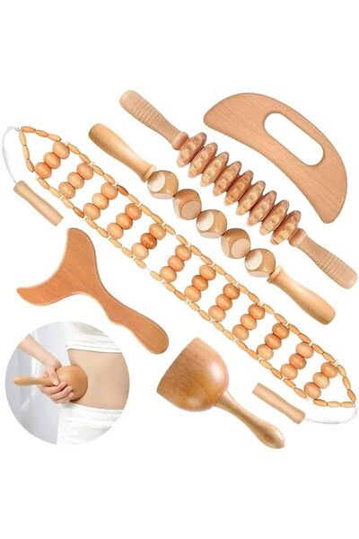 AYMNOOR 6-in-1 Wood Therapy Massage Tools, featuring lymphatic drainage massa...