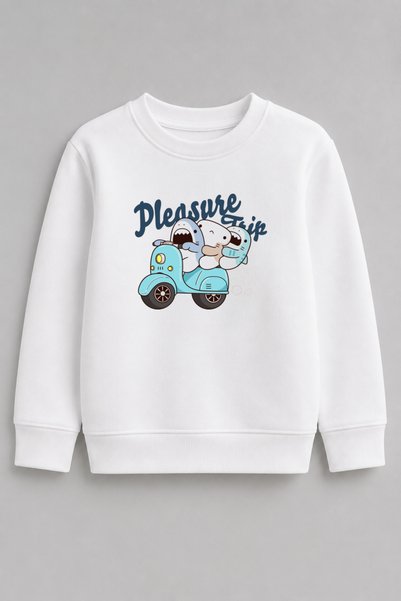 cc collection Çocuk Sevimli Timsah Baskılı Siyah Bisiklet Yaka Sweatshirt