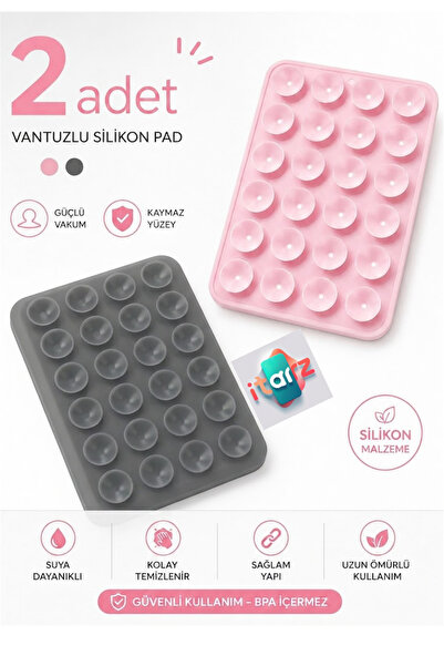 İtarz 2 Adet Vantuzlu Silikon Telefon Tutucu Vakumlu Kaymaz Yapışkan Yüzey