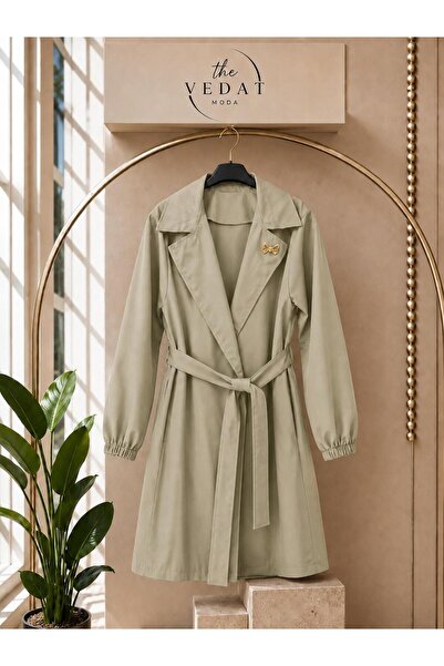 MODA VEDAT Women's Belted Long Trench Coat -0425