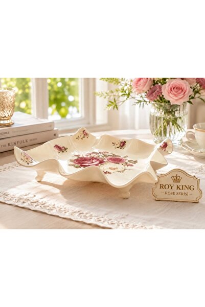 Generic Brand ESTERHOMEDECOR طبق تقديم مربع من البورسلين مقاس 24 سم سلسلة روز...