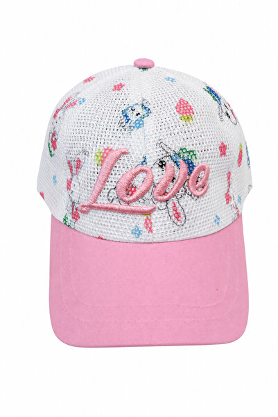 Jack Ferrero Pink and White Mesh Summer Hat with Cute Characters for Children