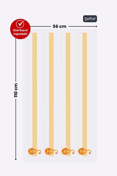 Pi Papers Aslanlı Kılavuz Çizgili Statik Kağıt Çocuklar İçin Yaz-Sil Özellikli Yapışkansız Pano 56x100 cm