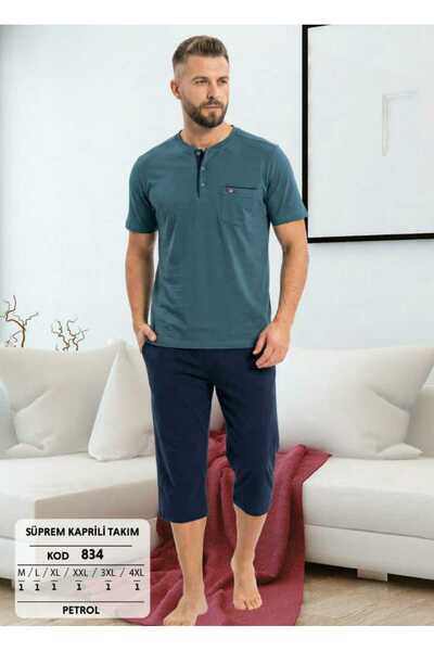 Erse Men's Short Sleeve Capri Pajama Set 834