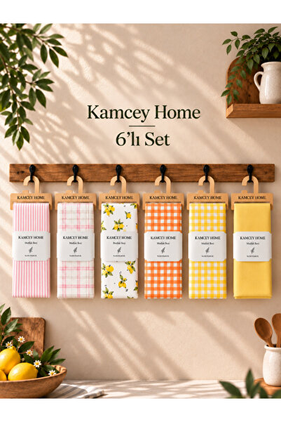 Kamcey Home Renkli Desenli 6’lı Mutfak Kurulama Bezi Seti