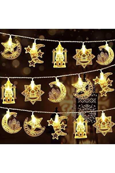 GENERAL سلسلة مصابيح بنمط الهلال والنجمة لرمضان مصابيح زينة تعمل بالبطارية بط...