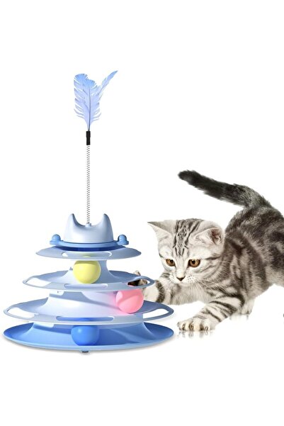 TZLDN T-Zed L Indoor Interactive Cat Toy, 4-Level Rotating Cat Ball Toy with 3
