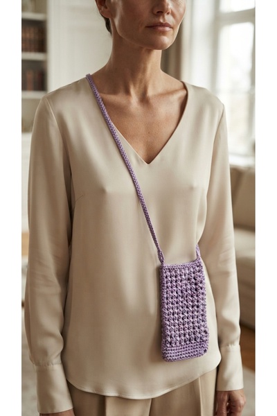 ZGNOVA Handmade Crochet Knitted Crossbody Phone Bag