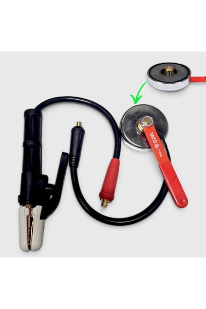 OEM Set cablu sudura 25mm-2 M- cleste electrod 500A, masa magnetica cu maner ...