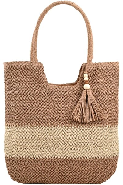KASTWAVE Summer Woven Tote Bag with Tassels, Large Straw Beach Handbag for Wo...