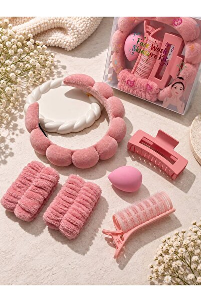 EMKSHOP Işilti Face Care Spa Makeup Headband Bracelet Set Hair Styling Set