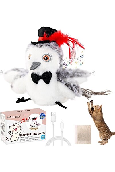GENERAL Toys for Cats and Birds, Rechargeable Touch-Sensitive Simulation Bird...
