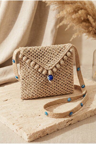 ZGNOVA Handmade Raffia Macrame Knitted Crossbody Bag