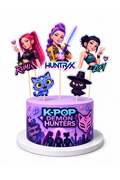 telaşe memuru K-Pop Demon Hunters Pasta Süsü ve Doğum Günü Konsepti Parti Mal...