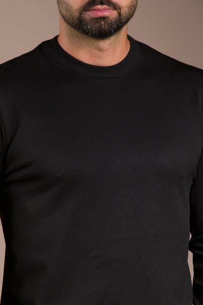 ZEKİ ÖZER Men's Black Basic Knitwear Sweater