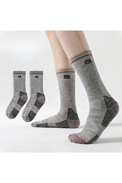 hikerjoy Șosete termice pentru schi și drumeții, 92% lână merinos, groase, respirabile și cu uscare rapidă, unisex - Gri, M (35 - 39)