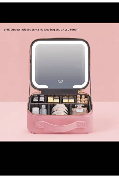 cosmetic Organizator Machiaj cu Oglinda LED , 3 Temperaturi Lumini, Compartim...