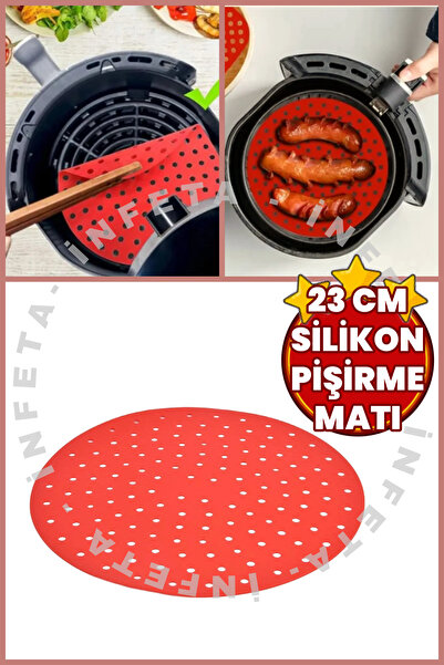 İnfeta 23cm Washable Silicone Oven and Airfryer Baking Mat - Round Non-Stick ...