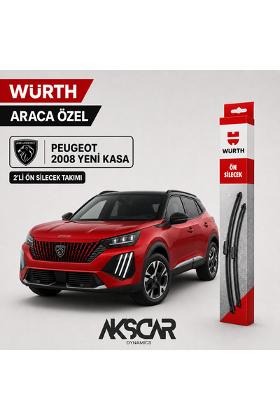 AKSCAR Würth Peugeot 2008 Yeni Kasa Uyumlu 2'li Ön Silecek Takımı