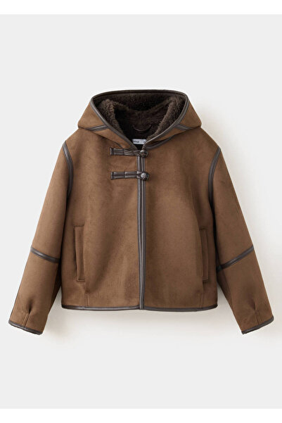 MANGO Kids Kürklü süet görünümlü palto