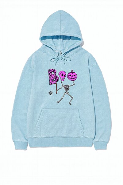 JANTIL MODA Unisex Oversize 3 Thread Yarns Printed Hooded Sweatshirt with Kan...